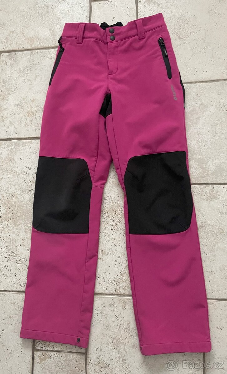 Růžovočerné softshellové zateplené kalhoty, vel. 152
