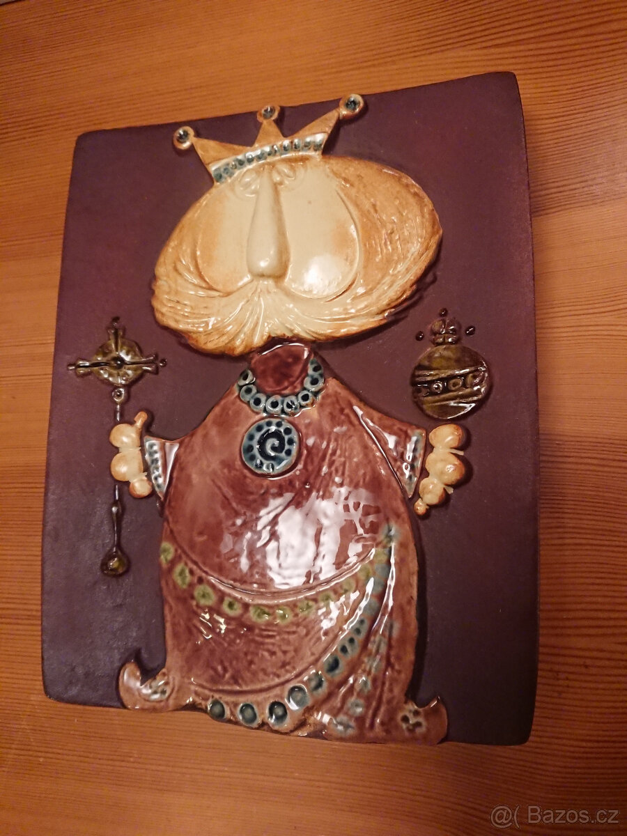 Keramická kachle Kravsko - pan král