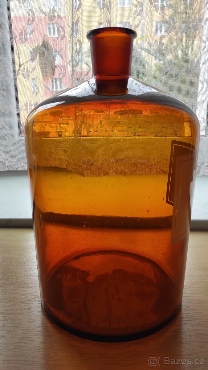 Skleněná lahev, zabroušené hrdlo 6 litrů