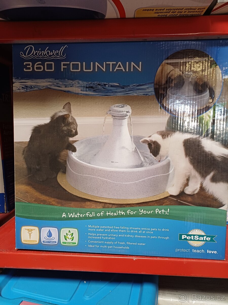 Pitná fontána PetSafe Drinkwell 360 pro kočky a psy, plastov