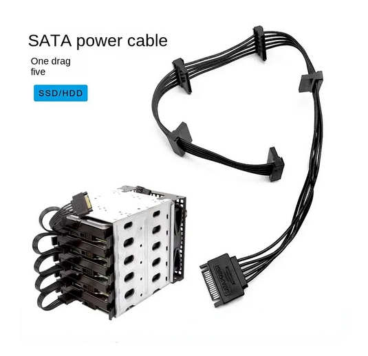 5x prodlužovací napájecí kabel pevného disku SATA nový