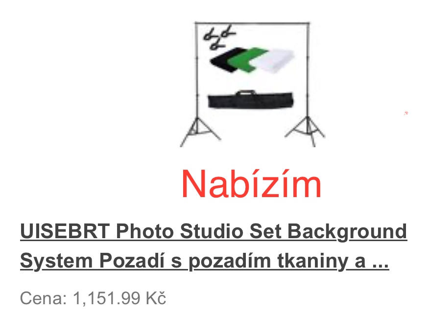 Fotostudio - stativ, 3x pozadí, klipy