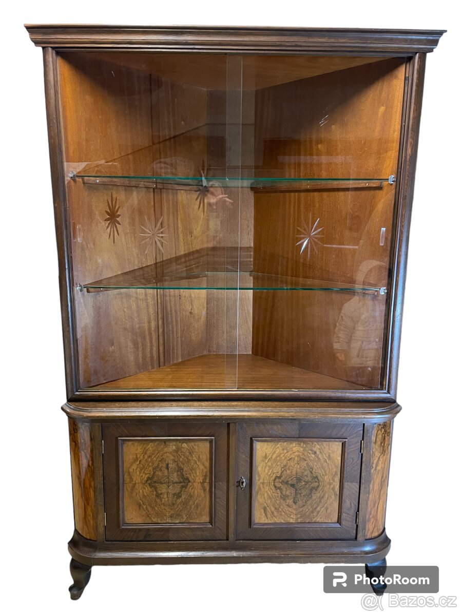 Starožitný rohový skleník s kořenicí Art Deco
