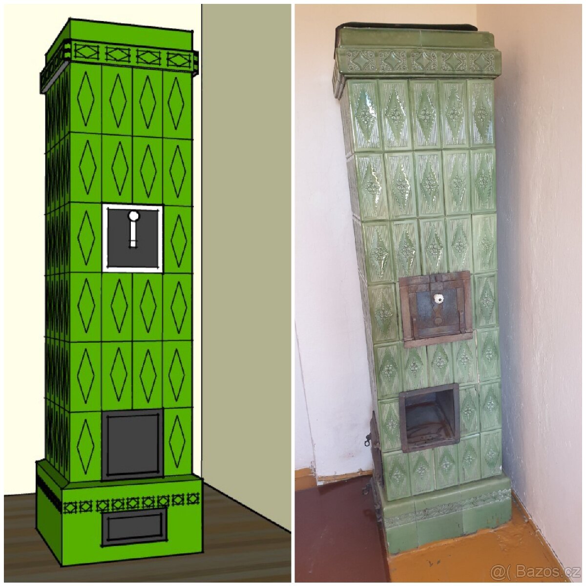 Kachlová kamna po renovaci