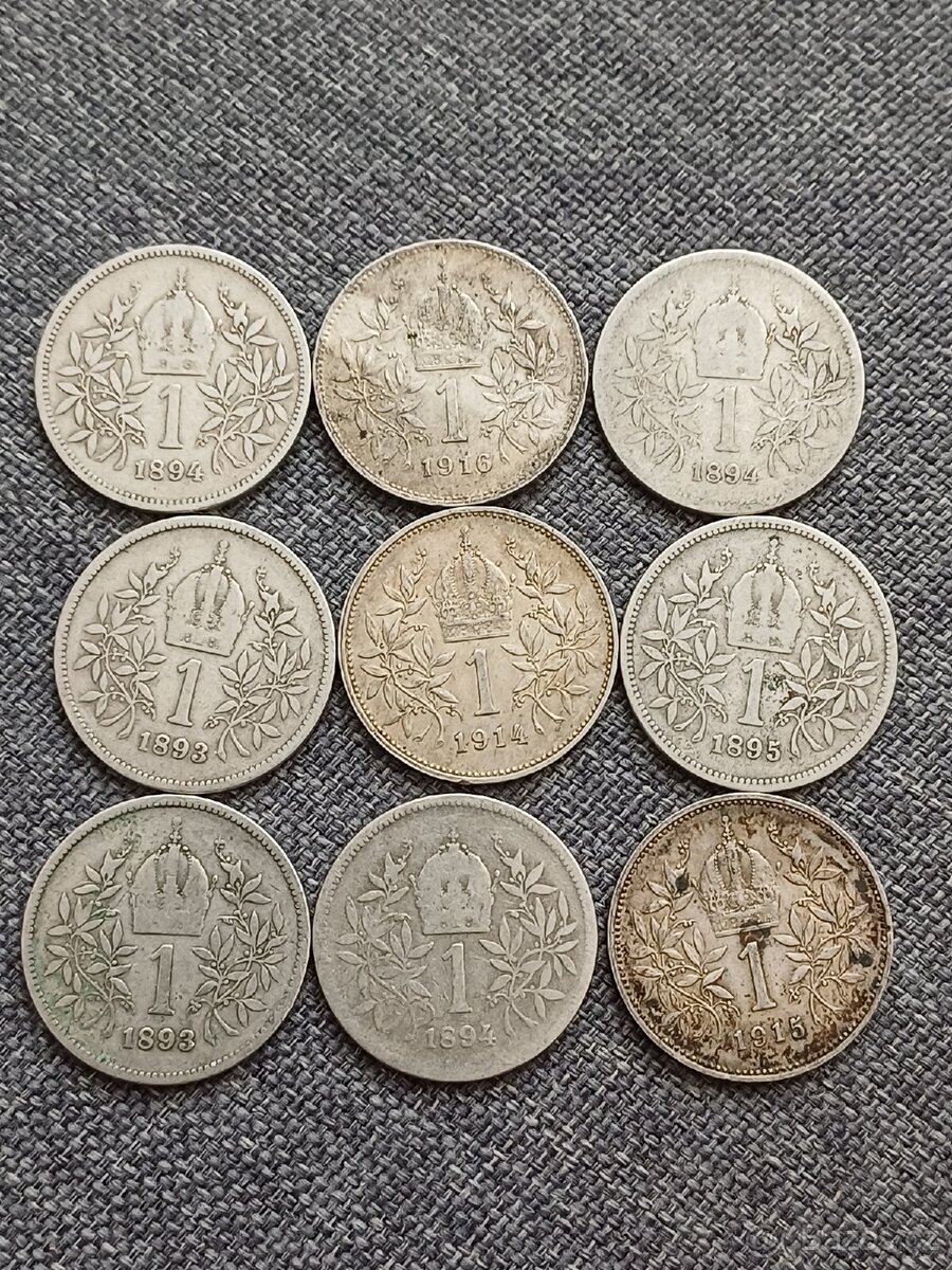 Konvolut 9 x 1 koruna FJI RU