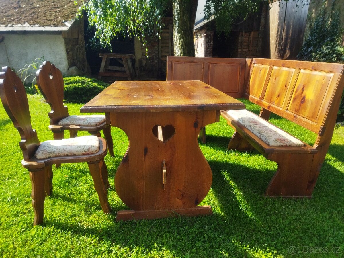 SELSKÝ STŮL, LAVICE A ŽIDLE