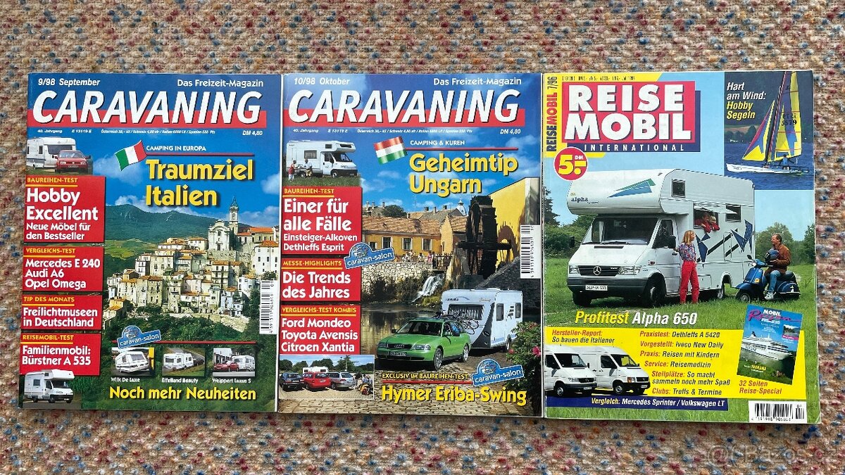 Časopisy CARAVANING a REISE MOBIL karavan obytný vůz