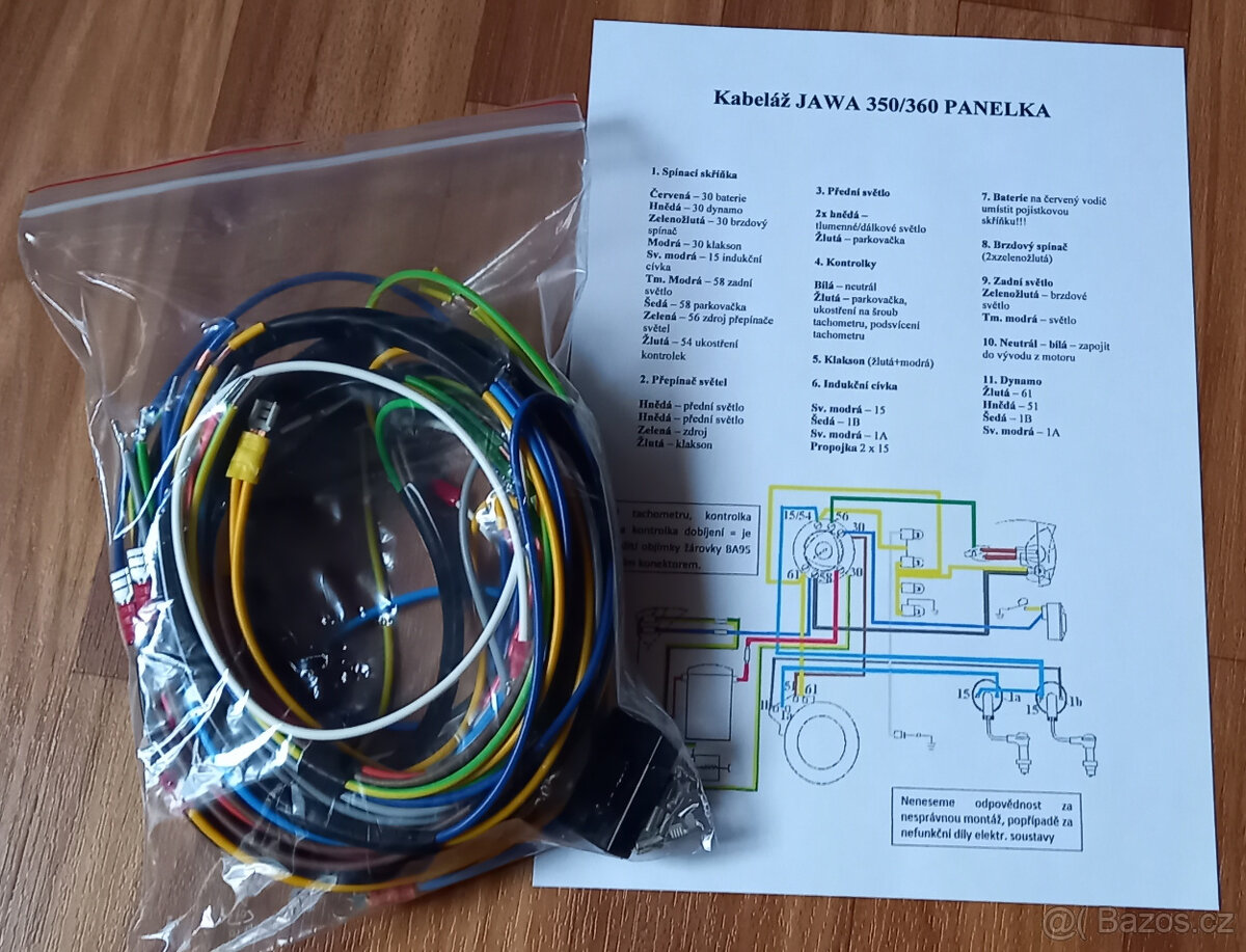 kabeláž JAWA Panelka 250 a 350