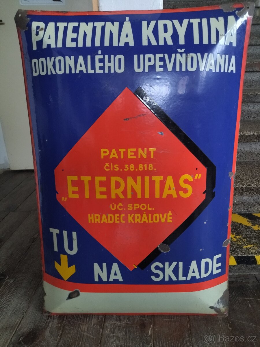 Eternitas - stará smaltovaná reklamní cedule