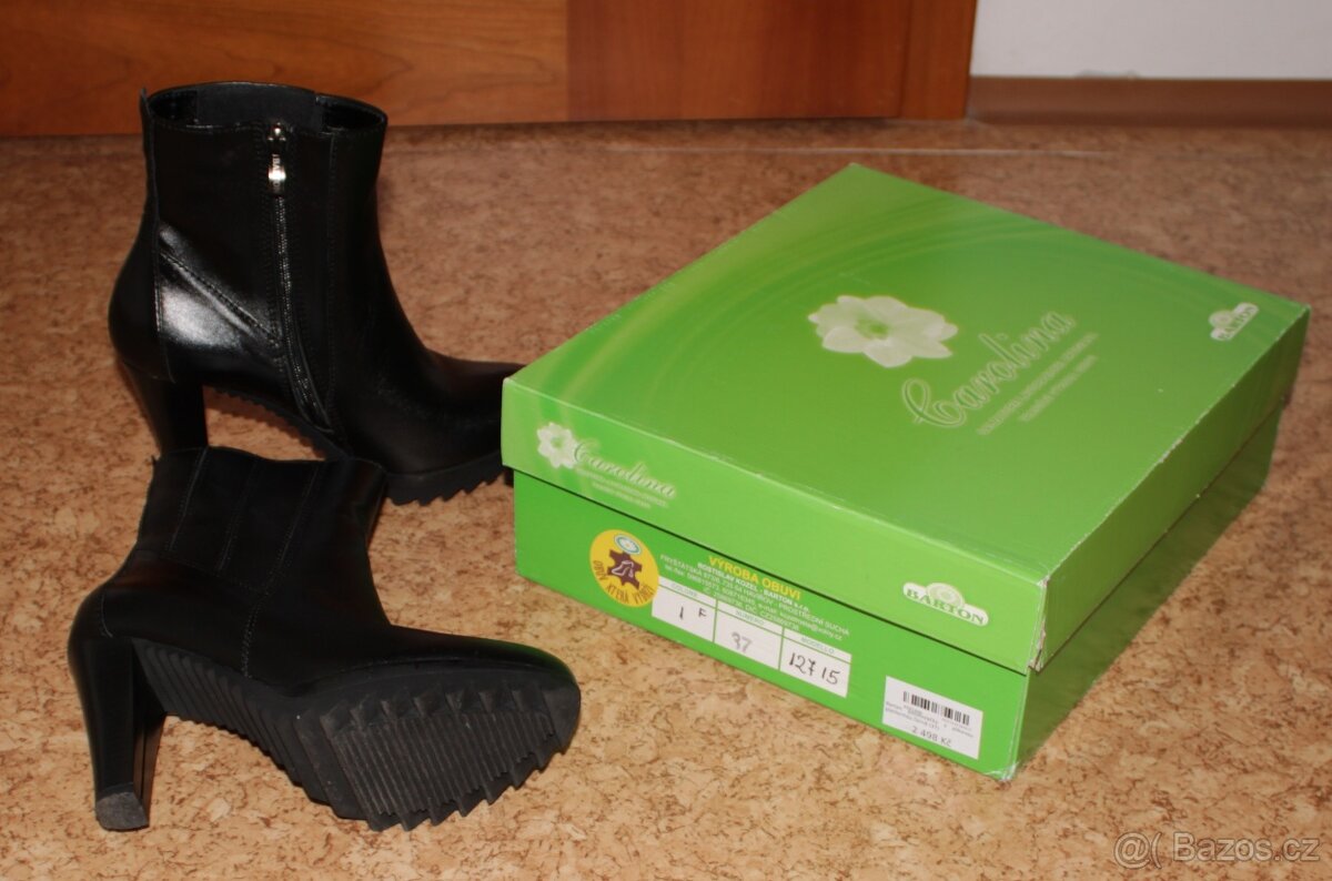Černé dámské kožené polokozačky Barton v. 37