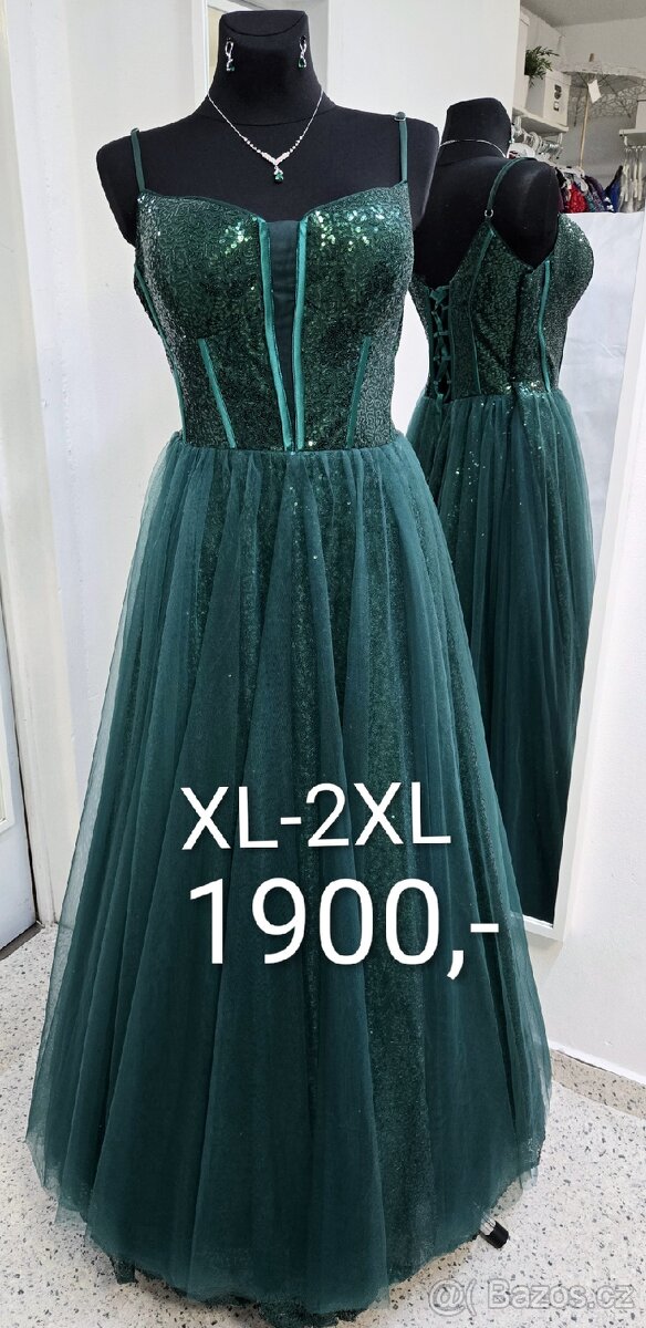 NOVÉ plesové šaty LAHVOVĚ ZELENÉ