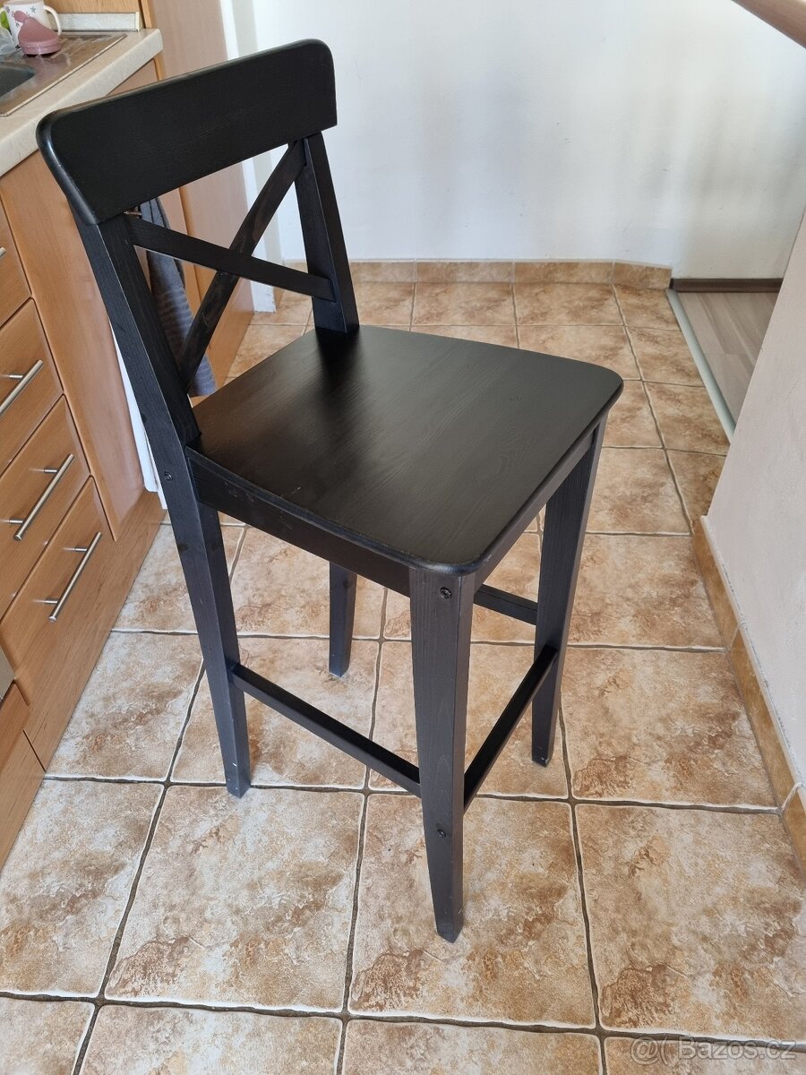 Barové židle Ikea Ingolf černé 74cm