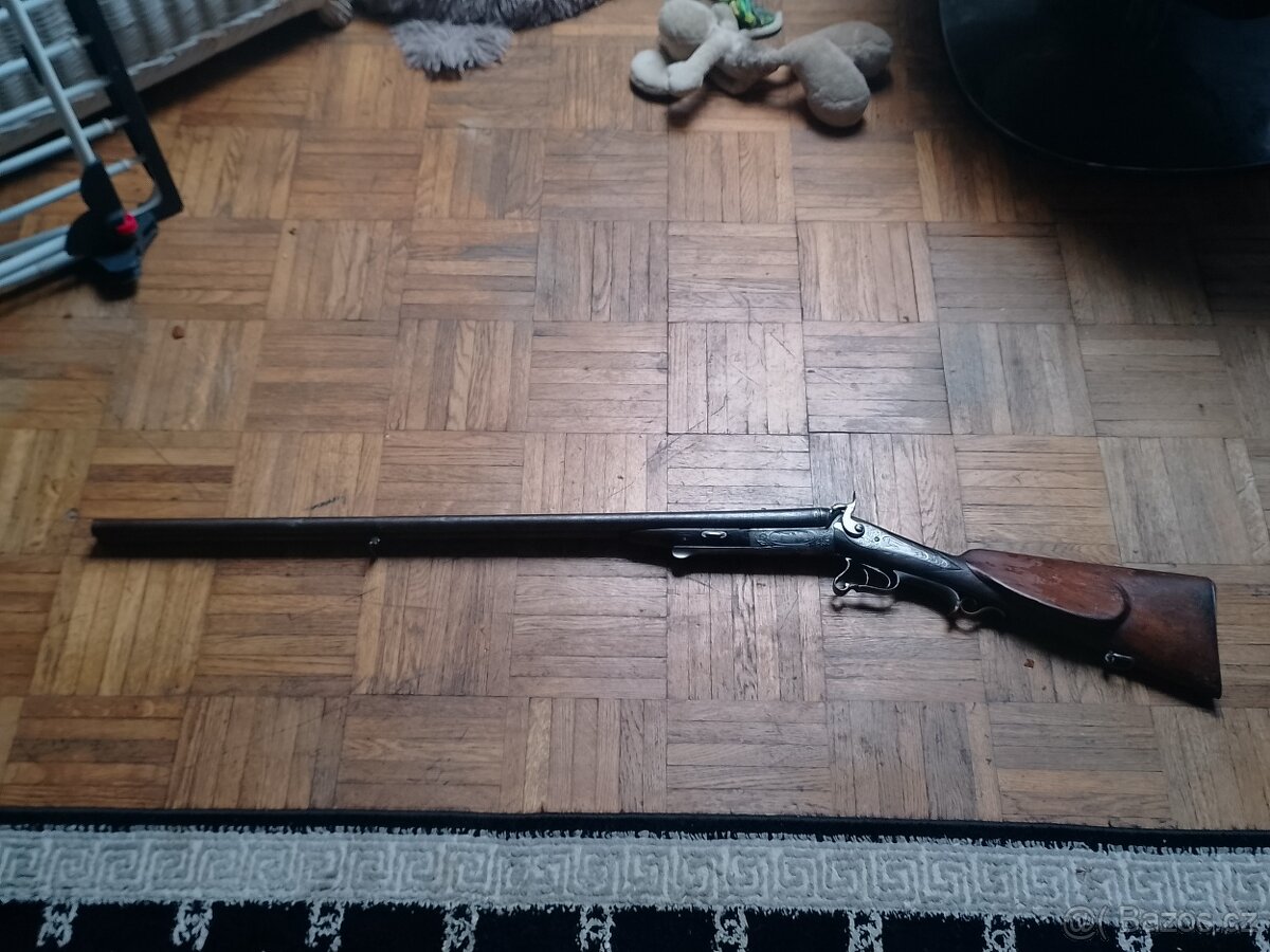 Brokovnice Lancaster,zdobená,damaskove hlavně