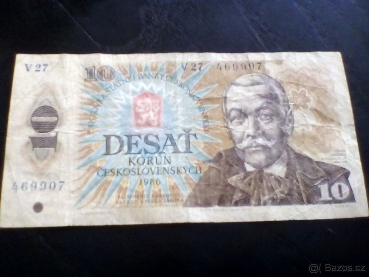 3 x bankovka 10 koruna 1986 serie V,P,J