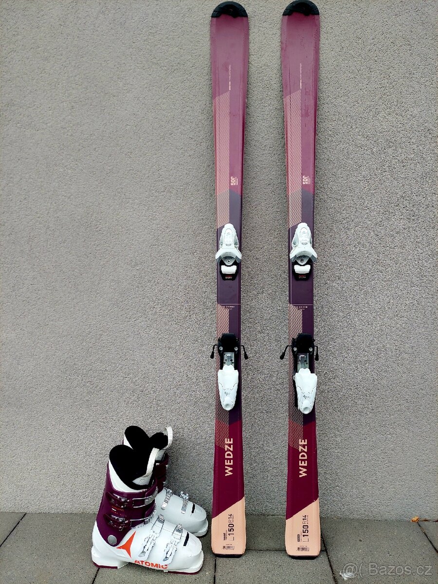 Lyže WED'ZE, 150 cm + lyžáky ATOMIC
