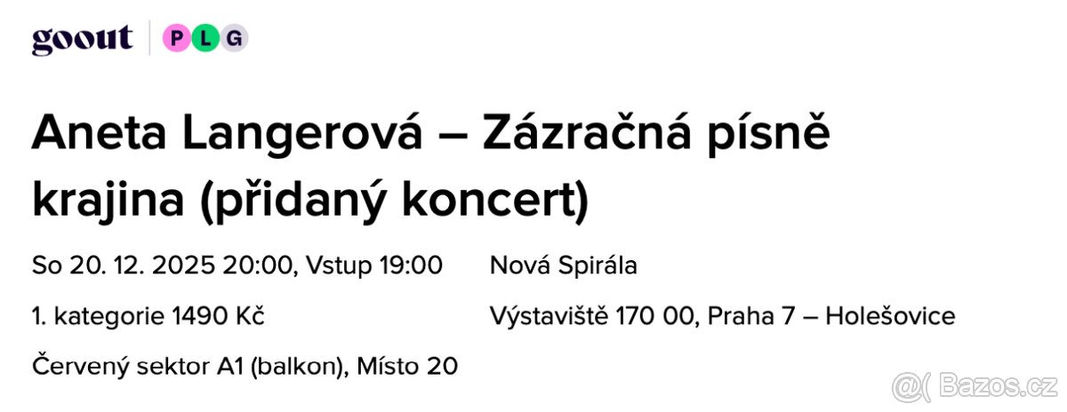 Aneta Langerová - sobota 20.12.2025 - Nová Spirála