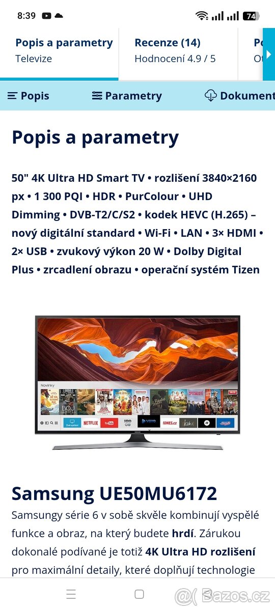 Samsung Smart TV 4K 50 "