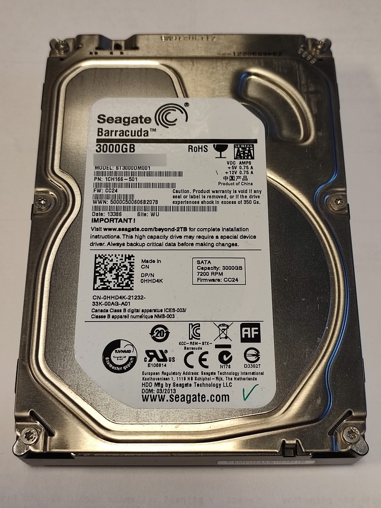 HDD Seagate Barracuda 3 TB SATA 3,5"- otestovaný