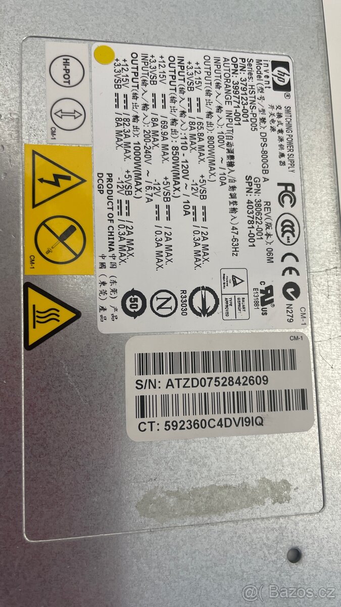 Serverový zdroj HP 1000W
