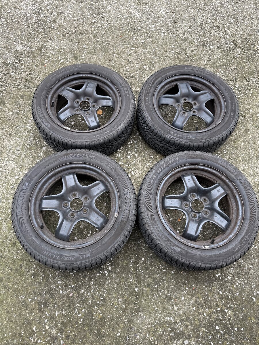 Zimní sada Opel Zafira - 5x110 - 205/55/16 vzorek 6,5mm