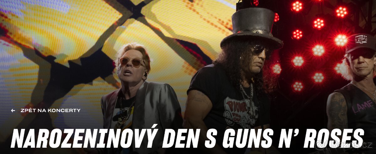 GUNS N' ROSES Golden Circle 2 vstupenky + ubytování