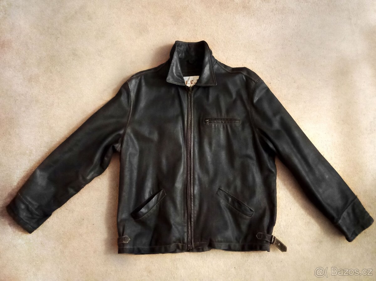 KOŽENÁ BUNDA PÁNSKÁ KOCMAN, VEL.54, PRAVÁ KŮŽE, VYČIŠTĚNÁ