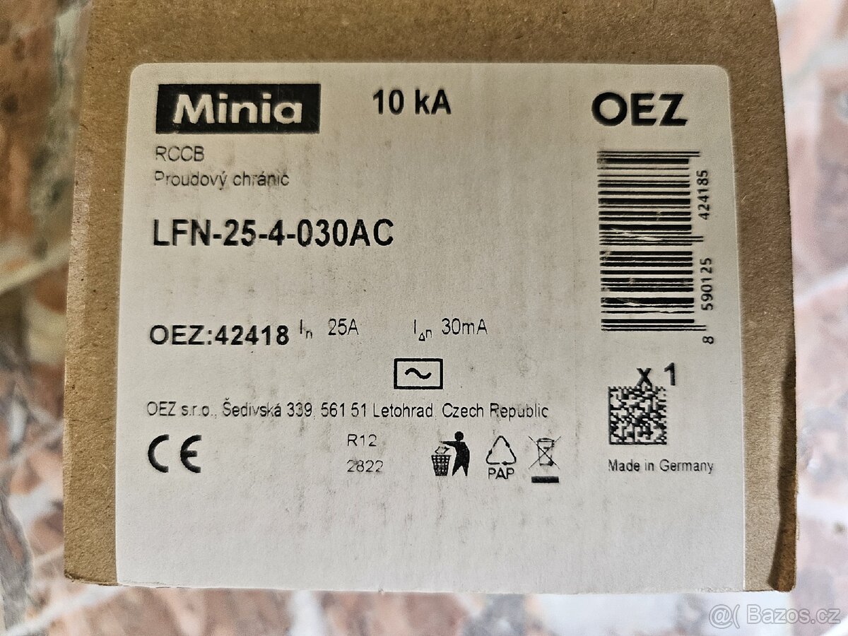 Prodám 1ks nový proudový chránič OEZ Minia LFN-25-4-030AC
