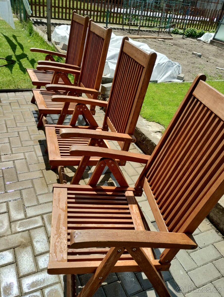 Dřevěná polohovací zahradní židle- křeslo