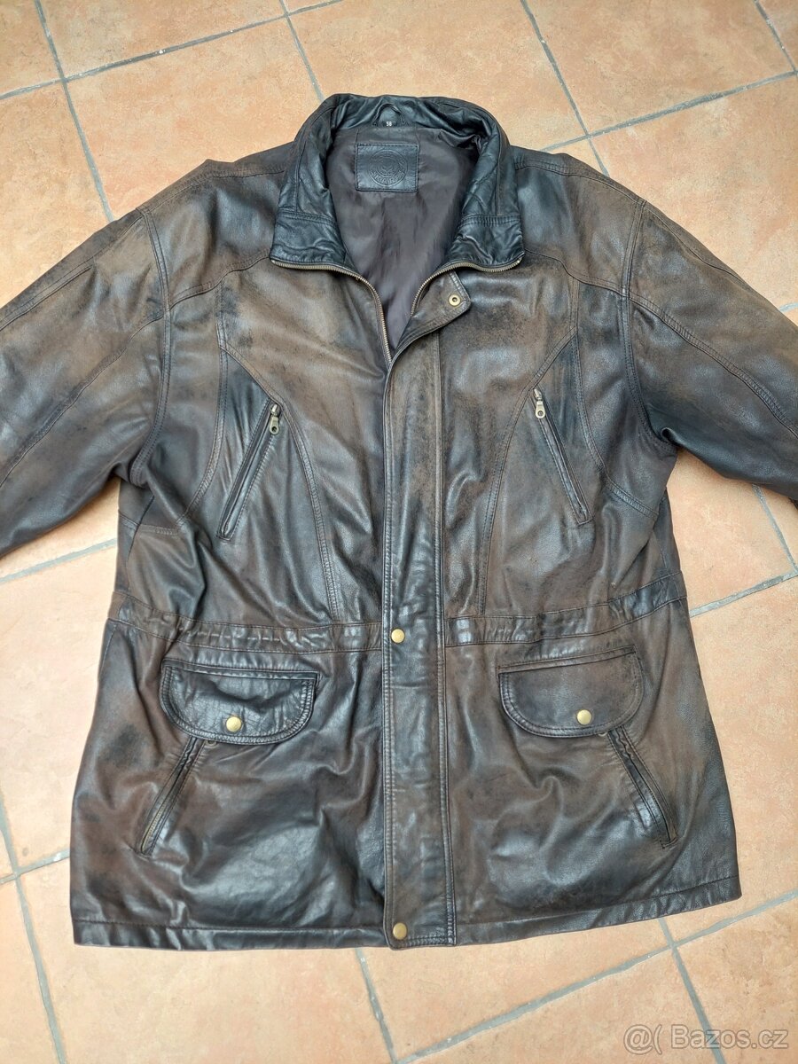 Pánská kožená bunda parker vel. 58 5Xl