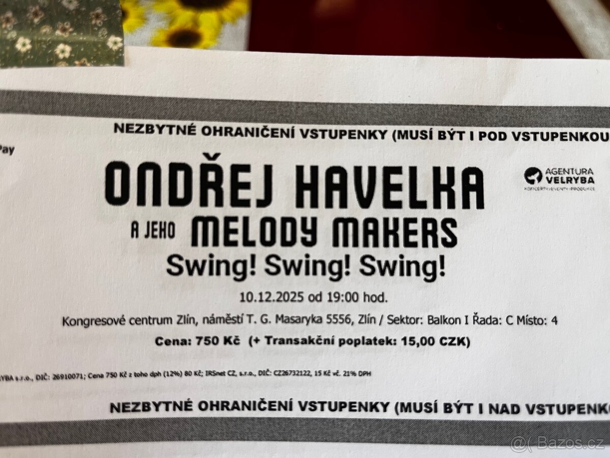 Ondřej Havelka vstupenky Zlín