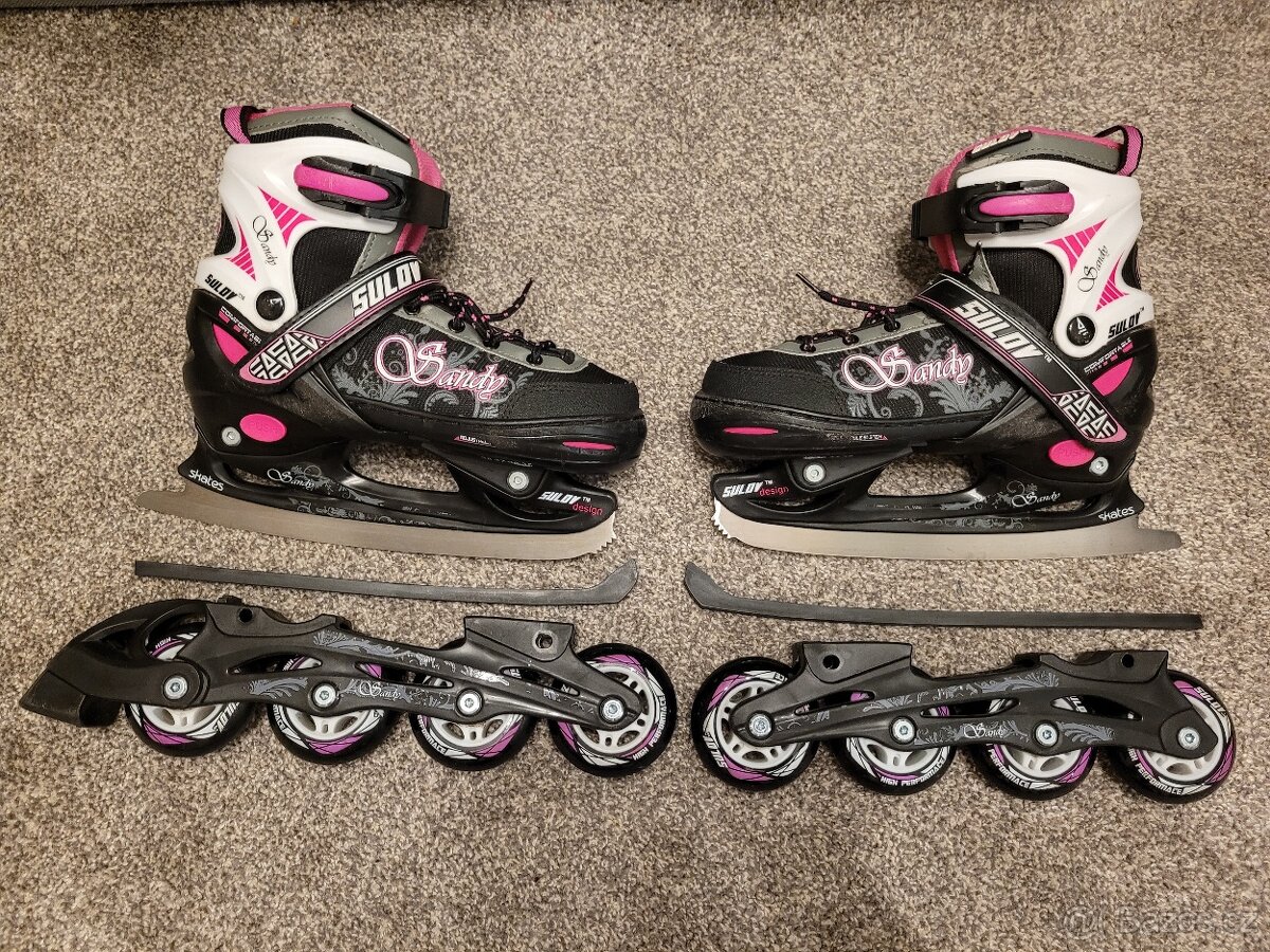 Prodám brusle 2v1 – lední, kolečkové/in-line