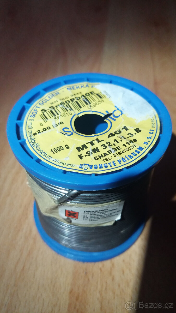 Trubičkový cín Sn60Pb40, průměr 2mm, 1kg