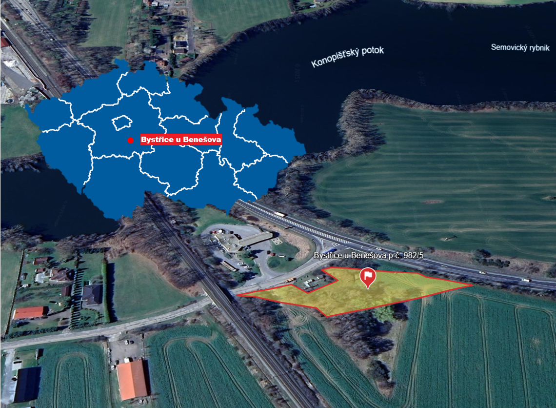 Pozemek Bystřice u Benešova - 3 531 m2, ostatní