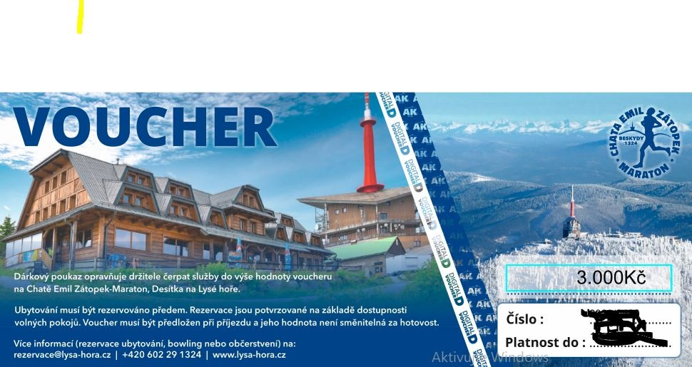 Voucher Chata Emil Zátopek - Maraton, Desítky na Lysé hoře