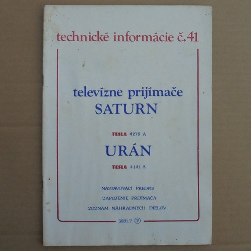 Návod Televize Tesla Saturn 4278 A, Urán 4141 A