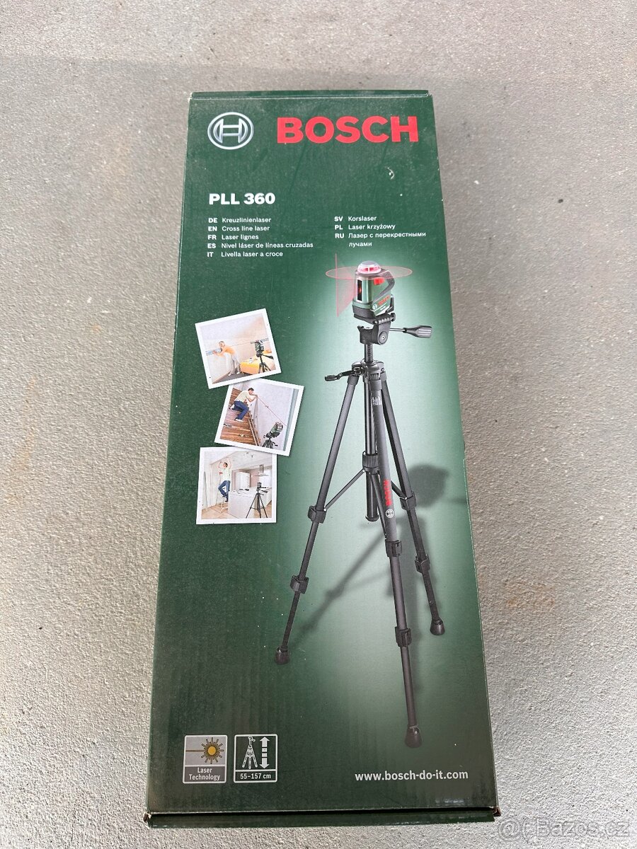 Laser BOSCH PLL 360 + cílová destička a brýle