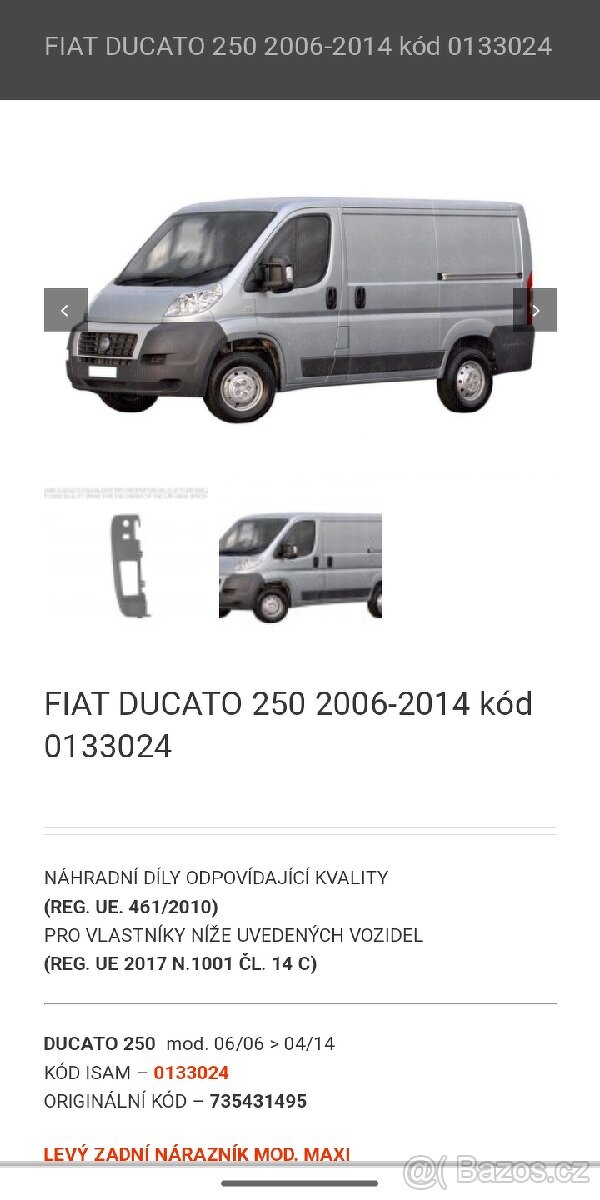 Levý zadní nárazník 0133024