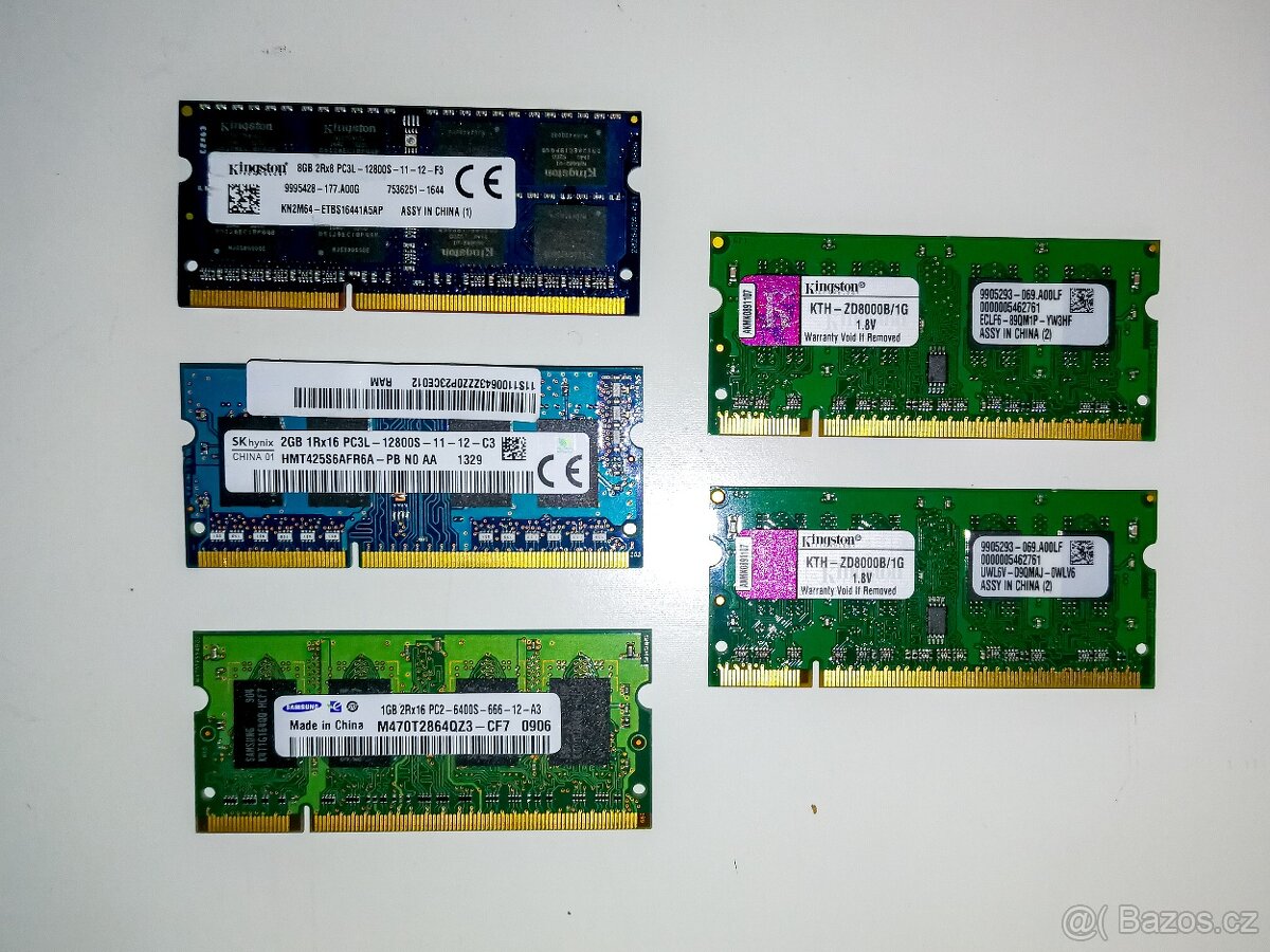 RAM do NTB 8GB, 2GB a 3x 1 GB