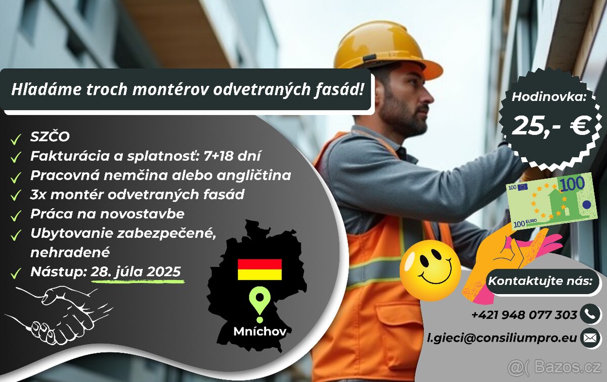 Hľadáme troch montérov odvetraných fasád.