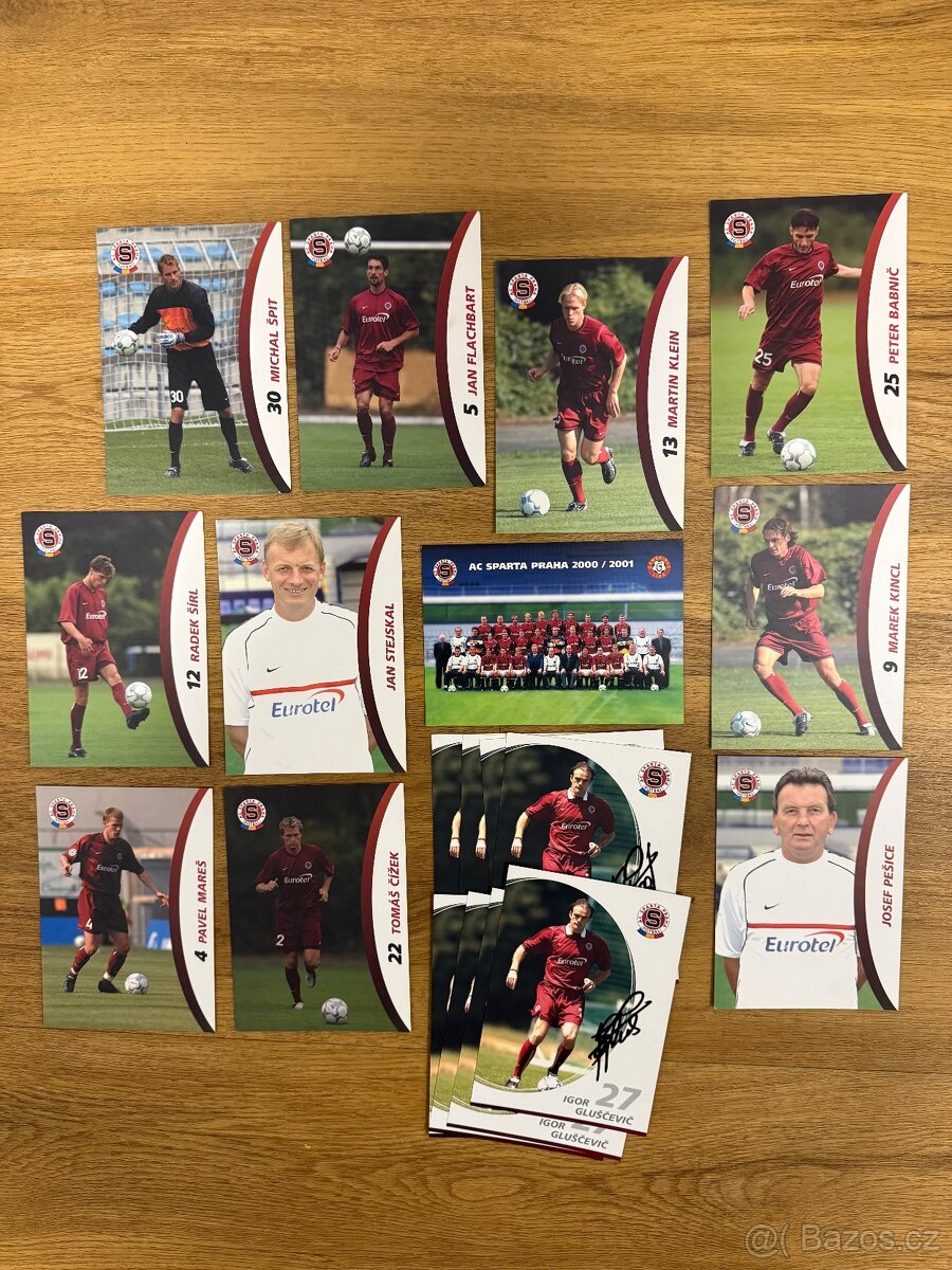 Sparta fotbalové karty,19ks, rok 2000/2001,Praha