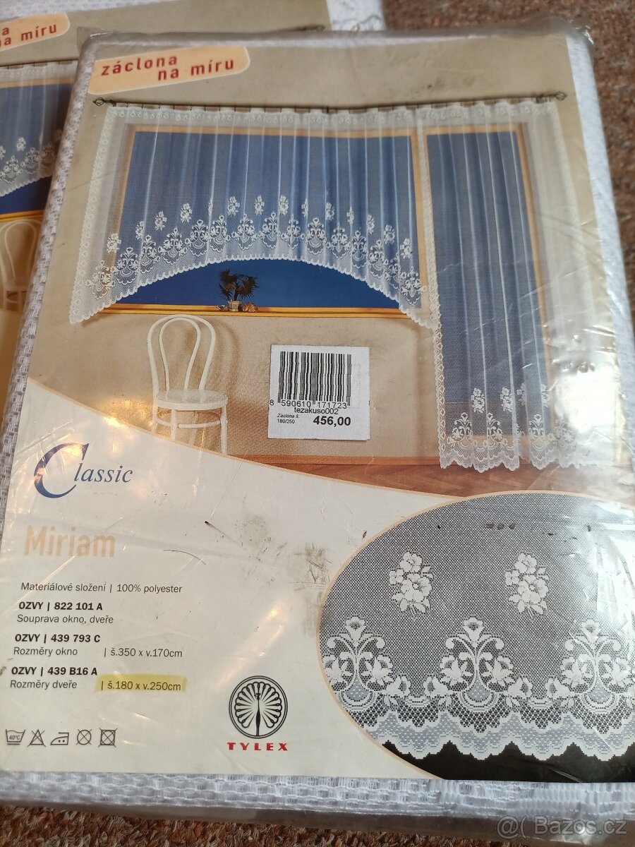 Záclona Miriam š.180 x v.250cm nová 2ks česká výroba