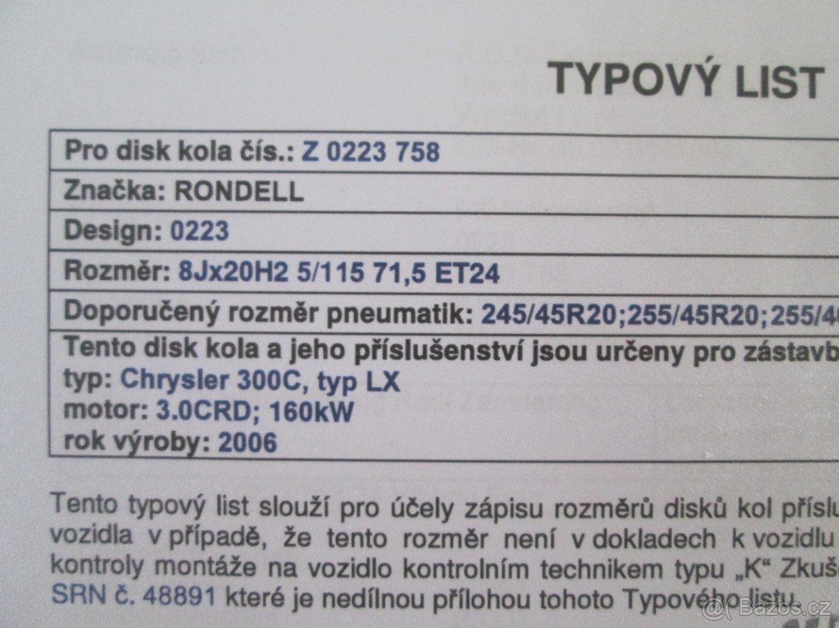 TYPOVE LISTY PRO ALU KOLA