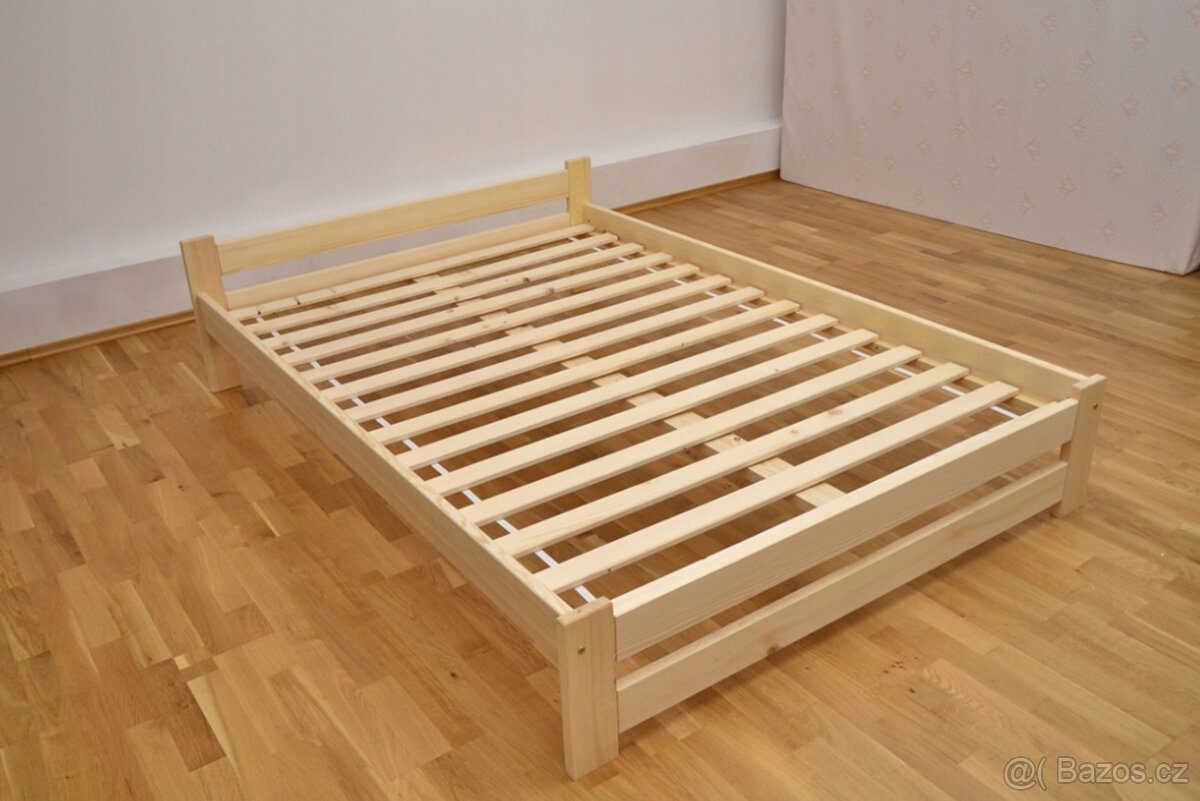 Nová postel 160x200 cm masiv borovice + rošt -