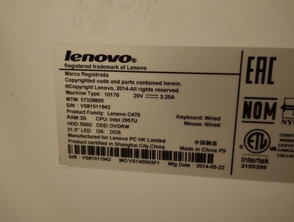 Lenovo C470 All in One typ 10170