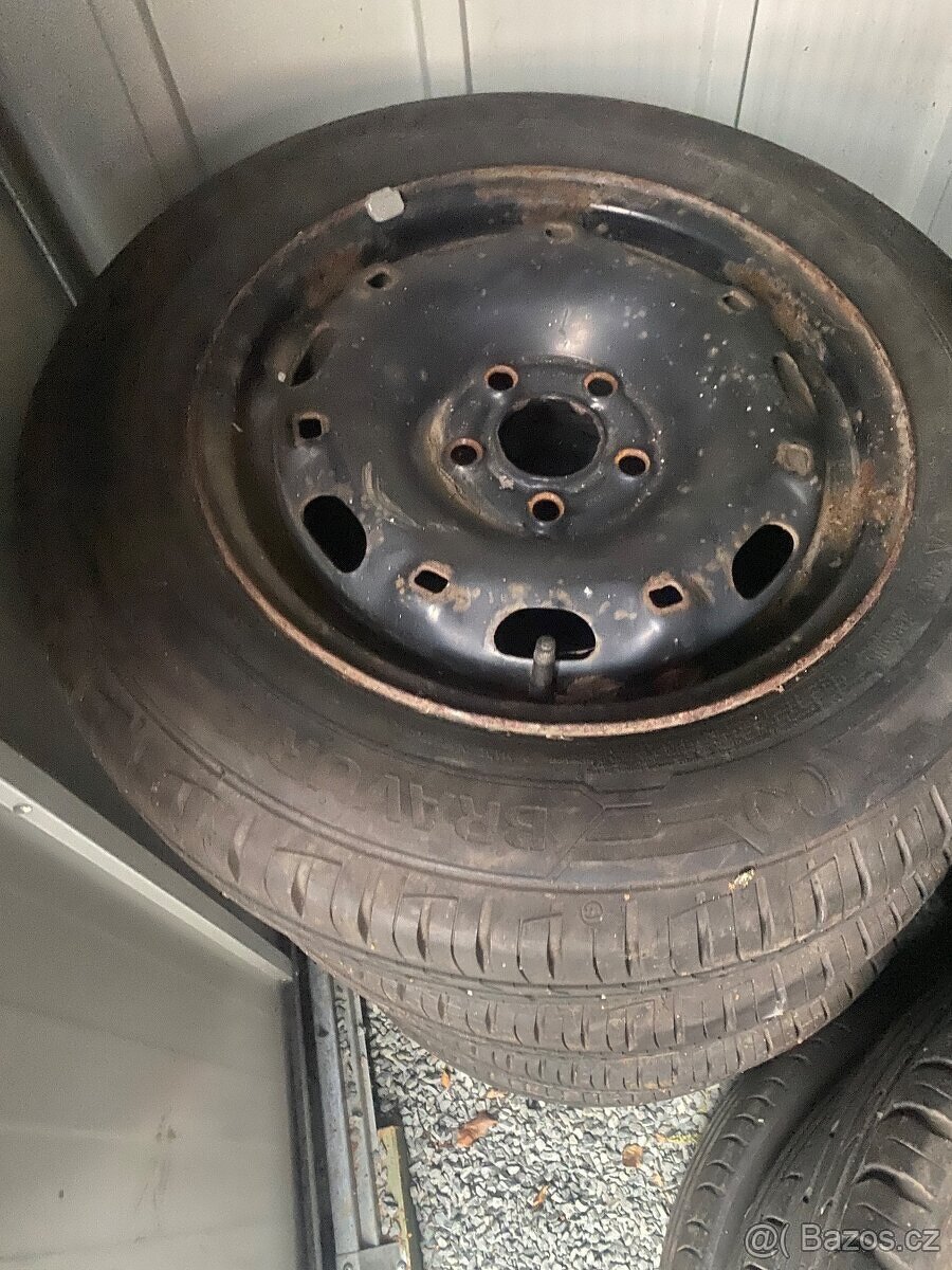 Plechové disky 14” 5x100 a letní pneu 165/70/R14