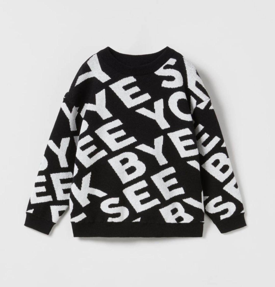 Nový svetr Zara Baby Intarsia Black White vel. 3-4 roku