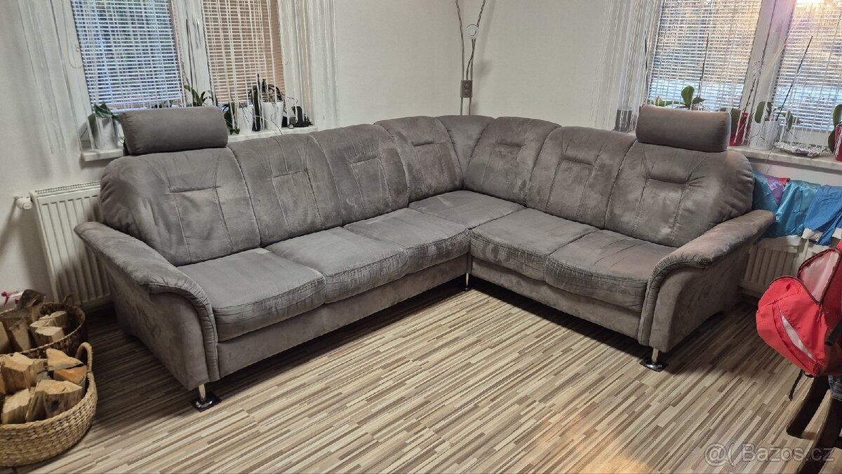 Rohová sedací souprava pravá, rozkládací