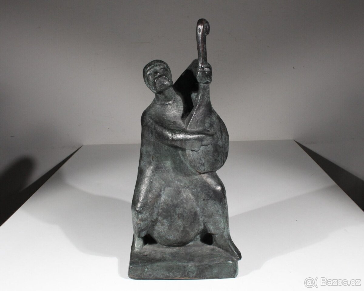 Gregor KRUK (1911-1986) Bandura hráč Ukrajina bronzová plast