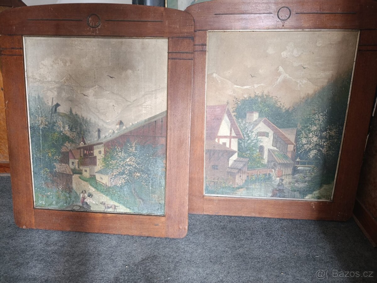 retro staré obrazy ručně malované handmade
