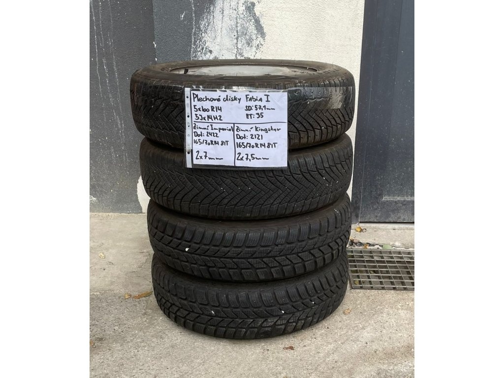 Plechové disky 5x100 R14 5Jx14H2 ET 35 se zimními pneu 165/7